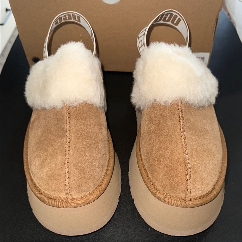 UGG Tan Shearling Slip-On Shoes